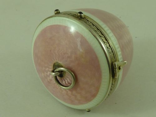 GUILLOCHE ENAMEL 935 SILVER PENDANT COMPACT VANITY BOX ART DECO PERIOD - ADDITIONAL PHOTO 2