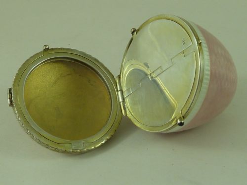 GUILLOCHE ENAMEL 935 SILVER PENDANT COMPACT VANITY BOX ART DECO PERIOD - ADDITIONAL PHOTO 3