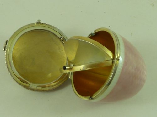 GUILLOCHE ENAMEL 935 SILVER PENDANT COMPACT VANITY BOX ART DECO PERIOD - ADDITIONAL PHOTO 6
