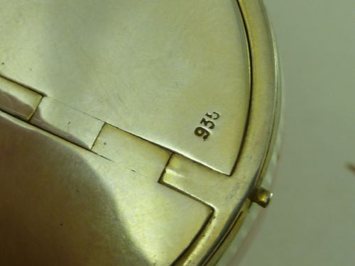 GUILLOCHE ENAMEL 935 SILVER PENDANT COMPACT VANITY BOX ART DECO PERIOD - ADDITIONAL PHOTO 7