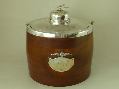 rfc propellor boss silver biscuit barrel hallmarked 1918 wwi trench art antique - CATEGORY: ANTIQUE SILVER - DATED 1920