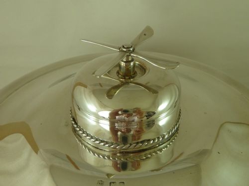 RFC PROPELLOR BOSS SILVER BISCUIT BARREL HALLMARKED 1918 WWI TRENCH ART ANTIQUE - ADDITIONAL PHOTO 1