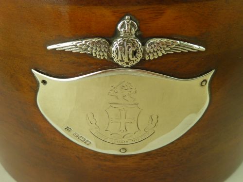 RFC PROPELLOR BOSS SILVER BISCUIT BARREL HALLMARKED 1918 WWI TRENCH ART ANTIQUE - ADDITIONAL PHOTO 3