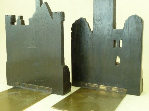 RARE IRISH KILLARNEY CARVED BOG OAK MALAHIDE BLARNEY CASTLE BOOK ENDS DUBLIN IRELAND - ADDITIONAL PHOTO 3