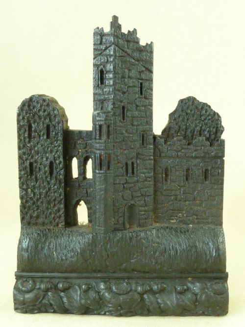 RARE IRISH KILLARNEY CARVED BOG OAK MALAHIDE BLARNEY CASTLE BOOK ENDS DUBLIN IRELAND - ADDITIONAL PHOTO 1