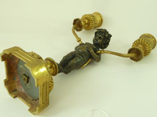 PAIR GILT BRONZE FIGURAL CANDELABRA FRENCH EMPIRE FAUNES ANTIQUE - ADDITIONAL PHOTO 5