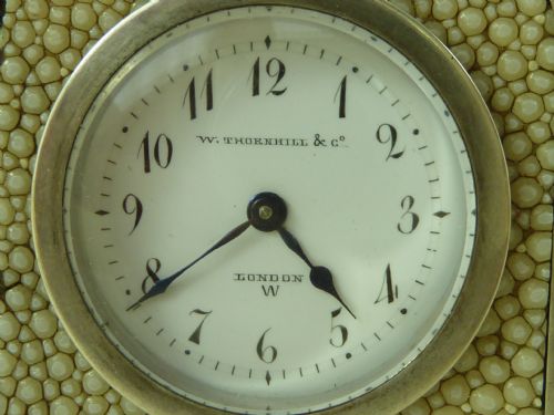 RARE MINIATURE 1880 ENGLISH SILVER CARRIAGE CLOCK SHAGREEN THORNHILL LONDON - ADDITIONAL PHOTO 7
