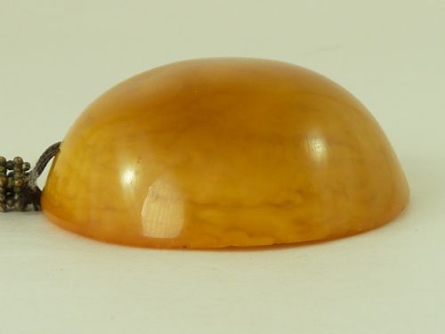 LARGE 38G CHINESE AMBER NECKLACE PENDANT CHOKER SILK ART DECO VINTAGE CHINESE - ADDITIONAL PHOTO 2