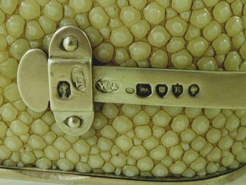 RARE MINIATURE 1880 ENGLISH SILVER CARRIAGE CLOCK SHAGREEN THORNHILL LONDON - ADDITIONAL PHOTO 5