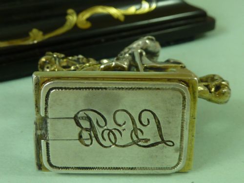 NAPOLEON BONAPARTE DESK SEAL FRENCH SILVER GILT PIQUET WAX INTAGLIO ANTIQUE - ADDITIONAL PHOTO 5