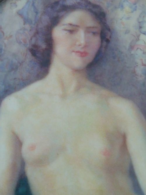 SIGNED HAND PAINTED MINIATURE 'THE REST' NUDE YOUNG LADY WOMAN - ADDITIONAL PHOTO 2