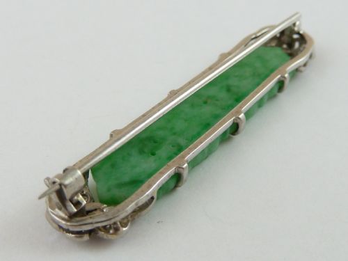 LIBERTY LONDON ART DECO JADE DIAMOND PLATINUM BROOCH PIN CHINESE BOX ANTIQUE - ADDITIONAL PHOTO 5