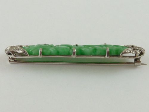 LIBERTY LONDON ART DECO JADE DIAMOND PLATINUM BROOCH PIN CHINESE BOX ANTIQUE - ADDITIONAL PHOTO 10