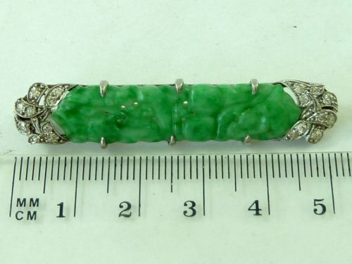 LIBERTY LONDON ART DECO JADE DIAMOND PLATINUM BROOCH PIN CHINESE BOX ANTIQUE - ADDITIONAL PHOTO 11