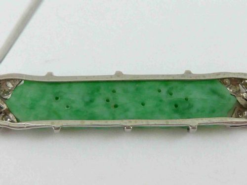 LIBERTY LONDON ART DECO JADE DIAMOND PLATINUM BROOCH PIN CHINESE BOX ANTIQUE - ADDITIONAL PHOTO 8