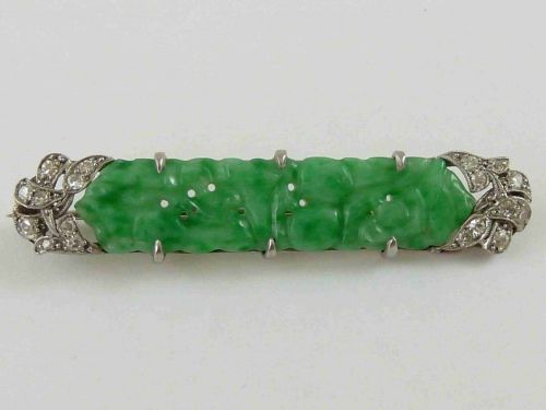 LIBERTY LONDON ART DECO JADE DIAMOND PLATINUM BROOCH PIN CHINESE BOX ANTIQUE - ADDITIONAL PHOTO 9