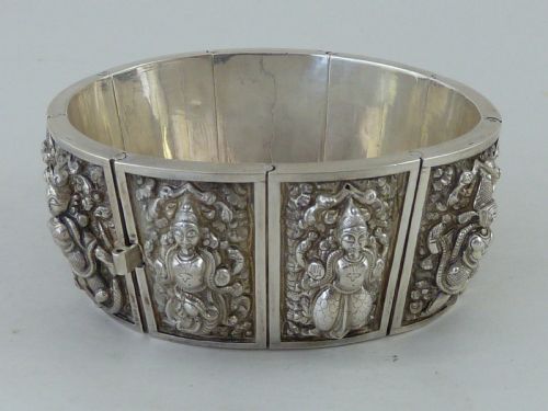
Indian Silver Cuff Bracelet Conical Bangle Jewellery Swami