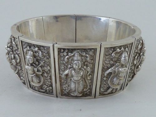 fig 1.
Indian Silver Cuff Bracelet Conical Bangle Jewellery Swami