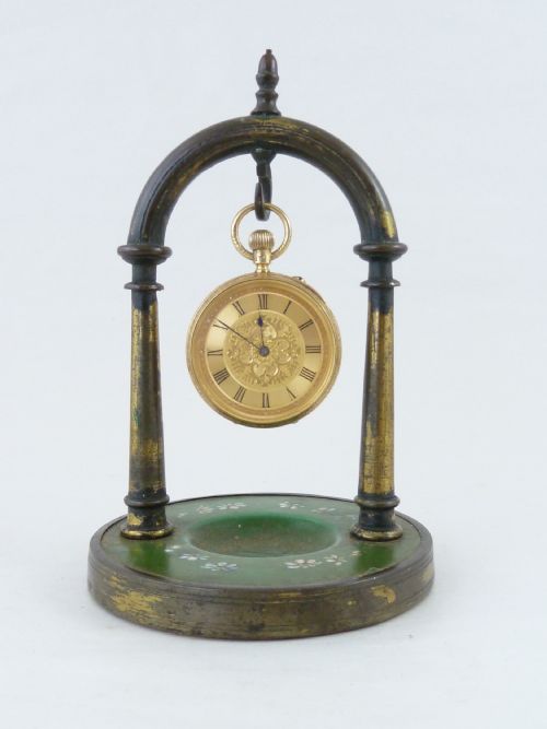 BRASS TOLEWARE ARCH POCKET WATCH STAND HOLDER - ADDITIONAL PHOTO 1
