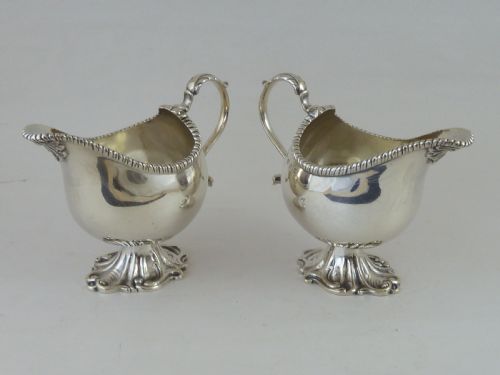 1897 HALLMARKED PAIR HELMET SHAPE SILVER SAUCE BOAT CREAM JUG - ADDITIONAL PHOTO 2