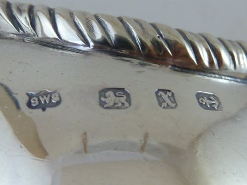 1897 HALLMARKED PAIR HELMET SHAPE SILVER SAUCE BOAT CREAM JUG - ADDITIONAL PHOTO 4
