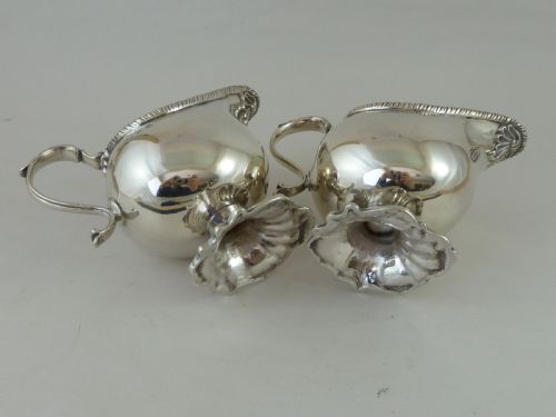 1897 HALLMARKED PAIR HELMET SHAPE SILVER SAUCE BOAT CREAM JUG - ADDITIONAL PHOTO 6