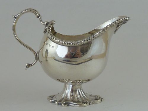 1897 HALLMARKED PAIR HELMET SHAPE SILVER SAUCE BOAT CREAM JUG - ADDITIONAL PHOTO 7