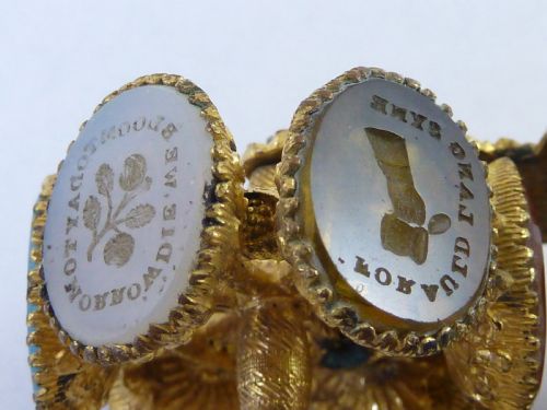WHEEL LETTER SEAL GILT BRASS AGATE GLASS VICTORIAN WAX INTAGLIO - ADDITIONAL PHOTO 5