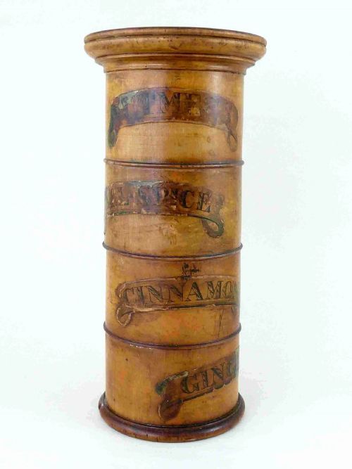 VICTORIAN SYCAMORE FOUR TIER SPICE TOWER TREEN - ADDITIONAL PHOTO 1