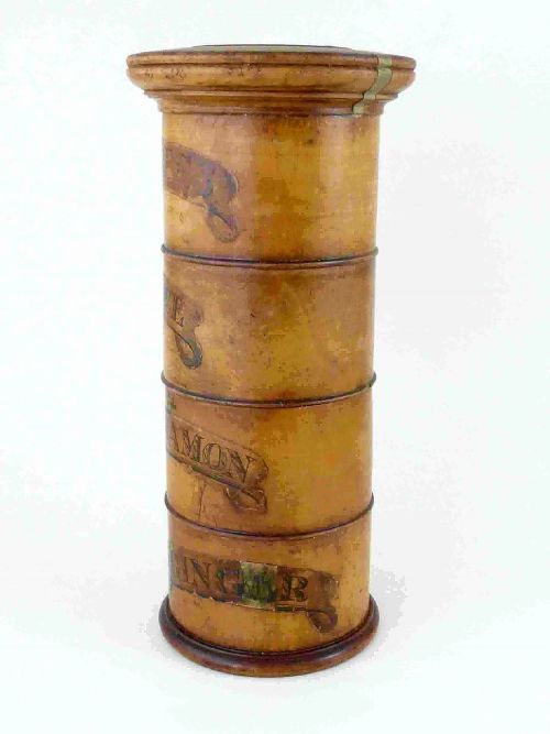 VICTORIAN SYCAMORE FOUR TIER SPICE TOWER TREEN - ADDITIONAL PHOTO 2