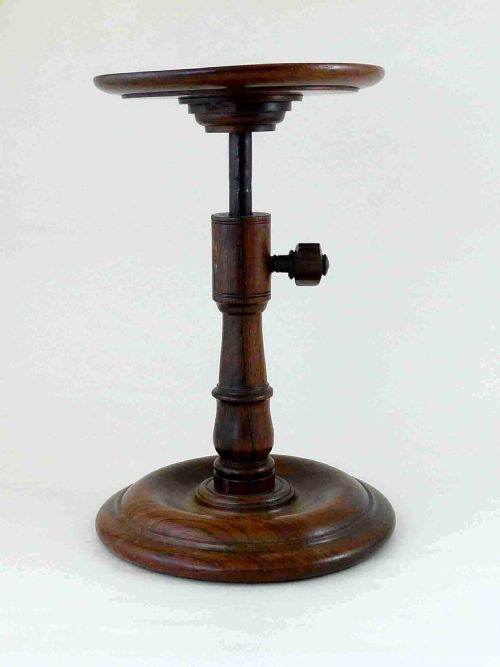 GEORGIAN TURNED ROSEWOOD CANDLE STAND ADJUSTABLE - ADDITIONAL PHOTO 2