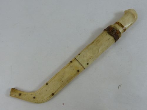 INUIT CARVED REINDEER ANTLER HORN SHEATH KNIFE SCRIMSHAW SAMI LAPLAND ESKIMO - ADDITIONAL PHOTO 1