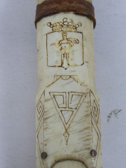 INUIT CARVED REINDEER ANTLER HORN SHEATH KNIFE SCRIMSHAW SAMI LAPLAND ESKIMO - ADDITIONAL PHOTO 5