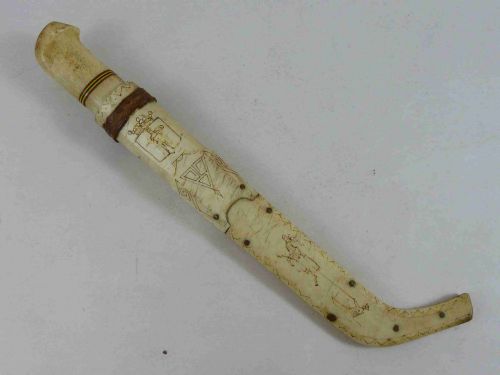 inuit carved reindeer antler horn sheath knife scrimshaw sami lapland eskimo - CATEGORY: ANTIQUE MISCELLANEOUS - DATED 1920