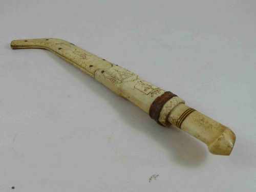 INUIT CARVED REINDEER ANTLER HORN SHEATH KNIFE SCRIMSHAW SAMI LAPLAND ESKIMO - ADDITIONAL PHOTO 2