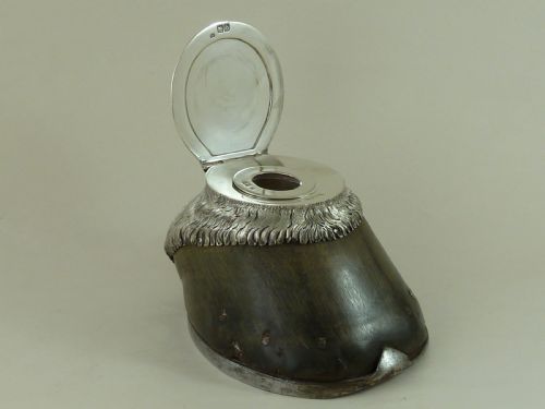 victorian horse hoof hallmarked silver inkwell jack sprat 1887 taxidermy - CATEGORY: ANTIQUE SILVER - DATED 1880