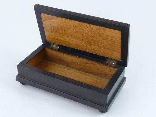 ITALIAN PIETRA DURA MOUNTED EBONY TRINKET BOX ANTIQUE - ADDITIONAL PHOTO 4