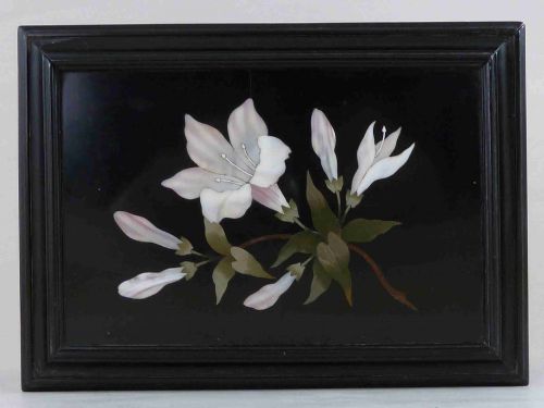LARGE ITALIAN PIETRA DURA MOUNTED EBONY JEWELLERY BOX ANTIQUE - ADDITIONAL PHOTO 1