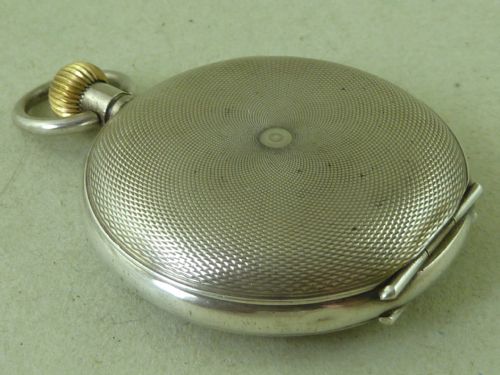 SWISS 8 DAY VISIBLE ESCAPEMENT FULL HUNTER POCKET WATCH 925 STERLING SILVER LONDON 1915 HEBDOMAS WEEKLY WATCH CO - ADDITIONAL PHOTO 5