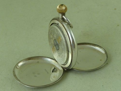 SWISS 8 DAY VISIBLE ESCAPEMENT FULL HUNTER POCKET WATCH 925 STERLING SILVER LONDON 1915 HEBDOMAS WEEKLY WATCH CO - ADDITIONAL PHOTO 9