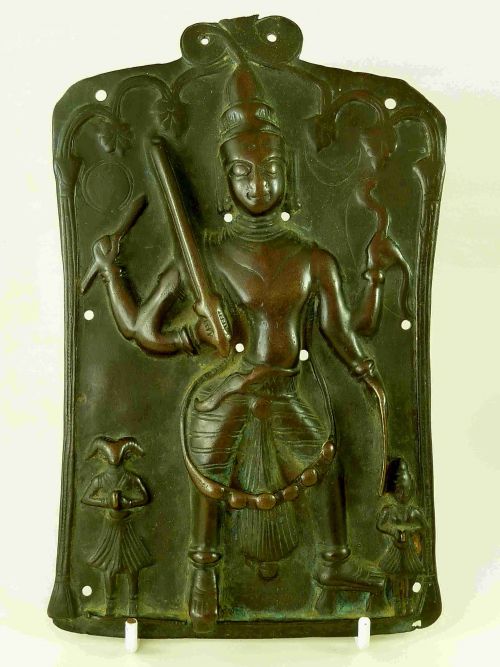 cast bronze indian hindu shiva virabhadra plaque - CATEGORY: ANTIQUE METAL - DATED 1800