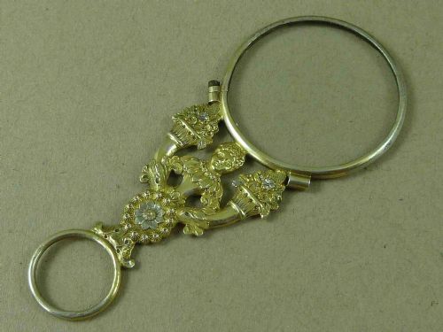 FRENCH FIGURAL SILVER GILT QUIZZING GLASS MONOCLE MAGNIFIER - ADDITIONAL PHOTO 1