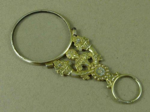 FRENCH FIGURAL SILVER GILT QUIZZING GLASS MONOCLE MAGNIFIER - ADDITIONAL PHOTO 2