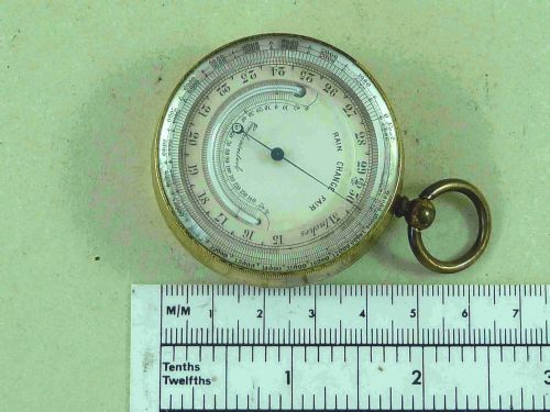 VICTORIAN POCKET COMBINATION ANEROID BAROMETER ALTIMETER THERMOMETER COMPENSATED GILT BRASS - ADDITIONAL PHOTO 1