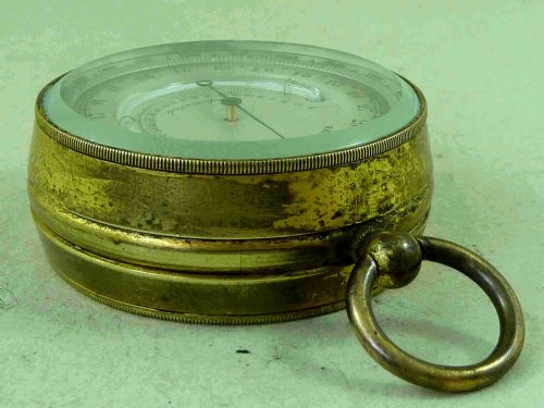 VICTORIAN POCKET COMBINATION ANEROID BAROMETER ALTIMETER THERMOMETER COMPENSATED GILT BRASS - ADDITIONAL PHOTO 5