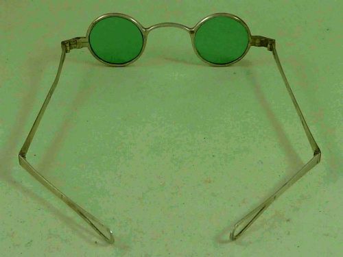 1809 HALLMARKED SILVER FRAME ROUND LENS SUNGLASSES GREEN TINTED SPECTACLES LEATHER CASE - ADDITIONAL PHOTO 4