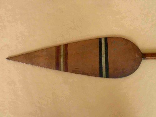 TRIBAL CANOE PADDLE DOUALA DUALA TRADE PAINTED CEREMONIAL RECKITTS BLUE CARVED - ADDITIONAL PHOTO 3