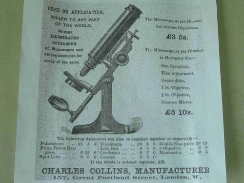 CHARLES COLLINS LONDON BRASS MICROSCOPE BOXED - ADDITIONAL PHOTO 6