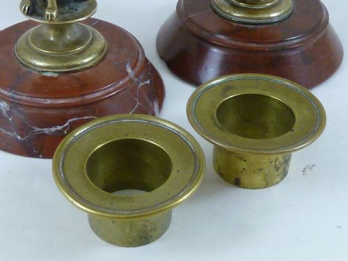 EGYPTIAN REVIVAL SPHINX CANDLESTICKS RED MARBLE FRENCH SPHYNX VICTORIAN - ADDITIONAL PHOTO 5