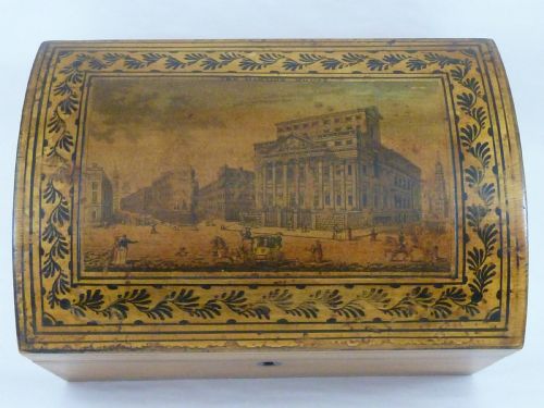 tunbridge ware mansion house london whitewood penwork souvenir - CATEGORY: ANTIQUE BOXES - DATED REGENCY